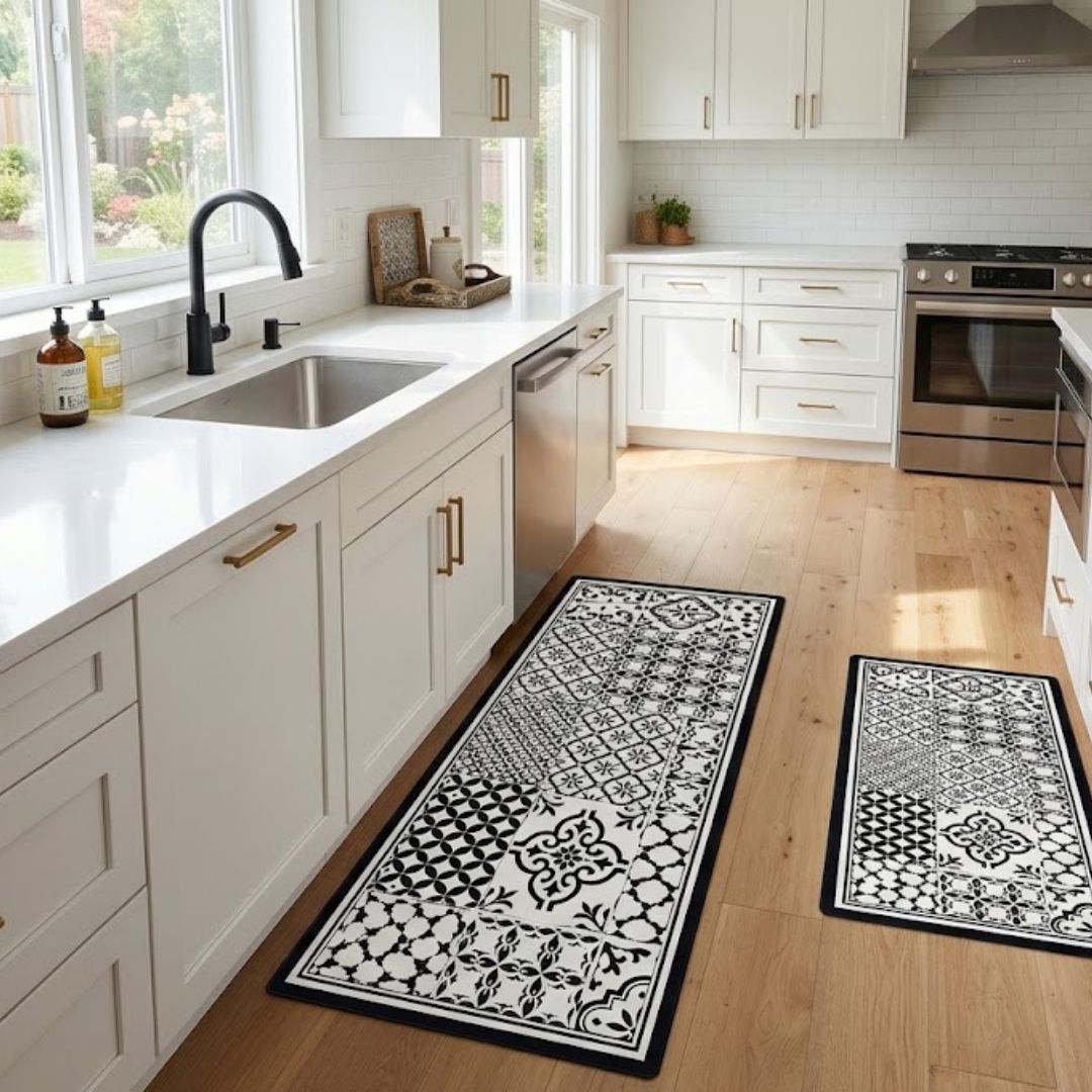 Kit Alfombras Cocina 2 Piezas Antideslizante Absorbente 45x75 45x120