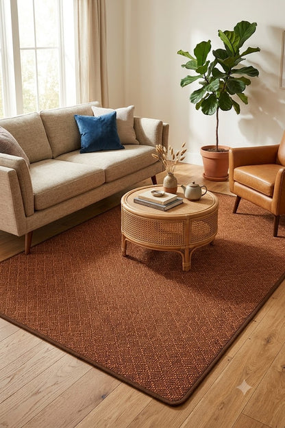 Alfombra Tejida Bian – Ratán Natural Café, estilo bambu