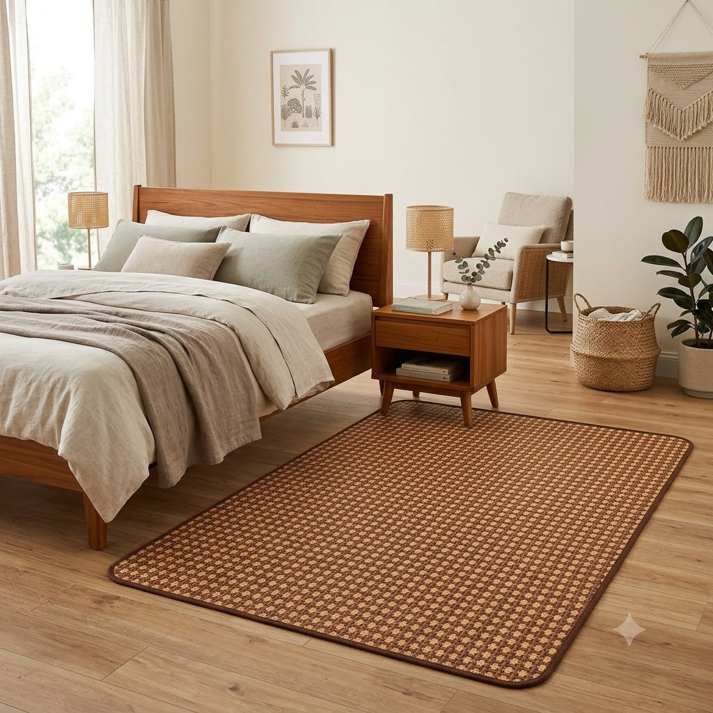 Alfombra Tejida Bian – Ratán Natural Café, estilo bambu