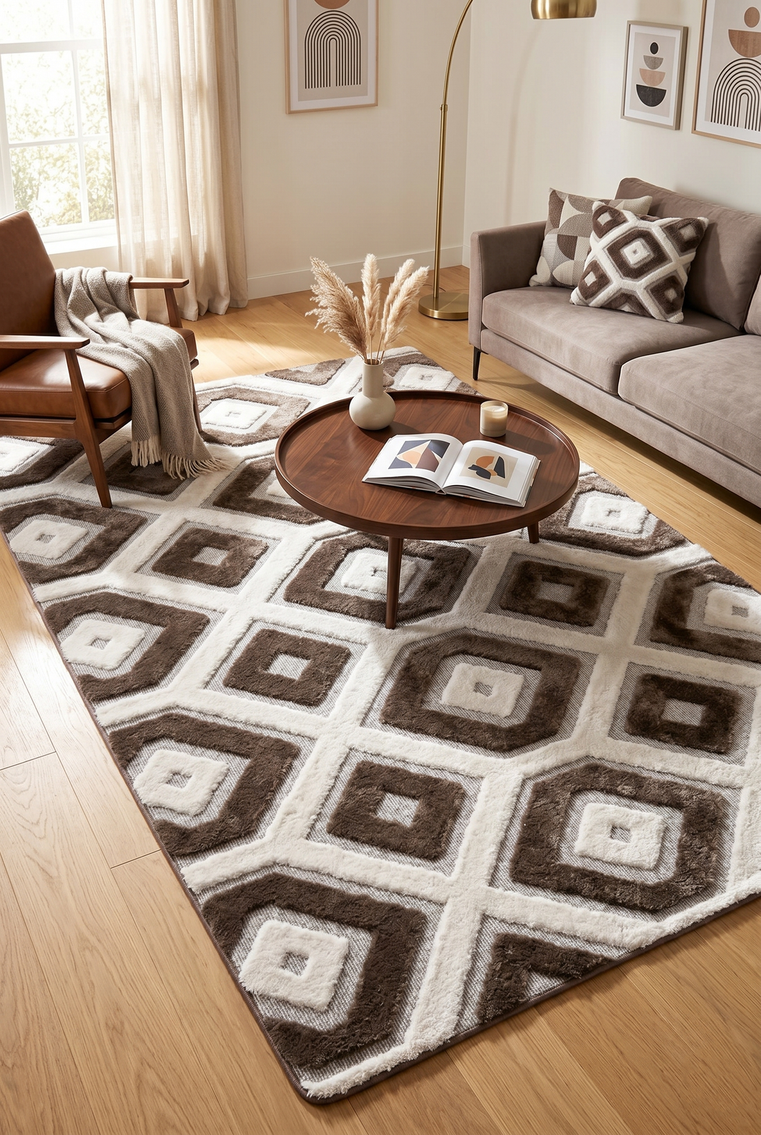 Alfombra Shaggy Rombos Geométricos – 190x300 / 120x190