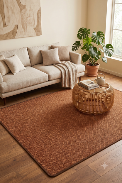 Alfombra Tejida Bian – Ratán Natural Café, estilo bambu